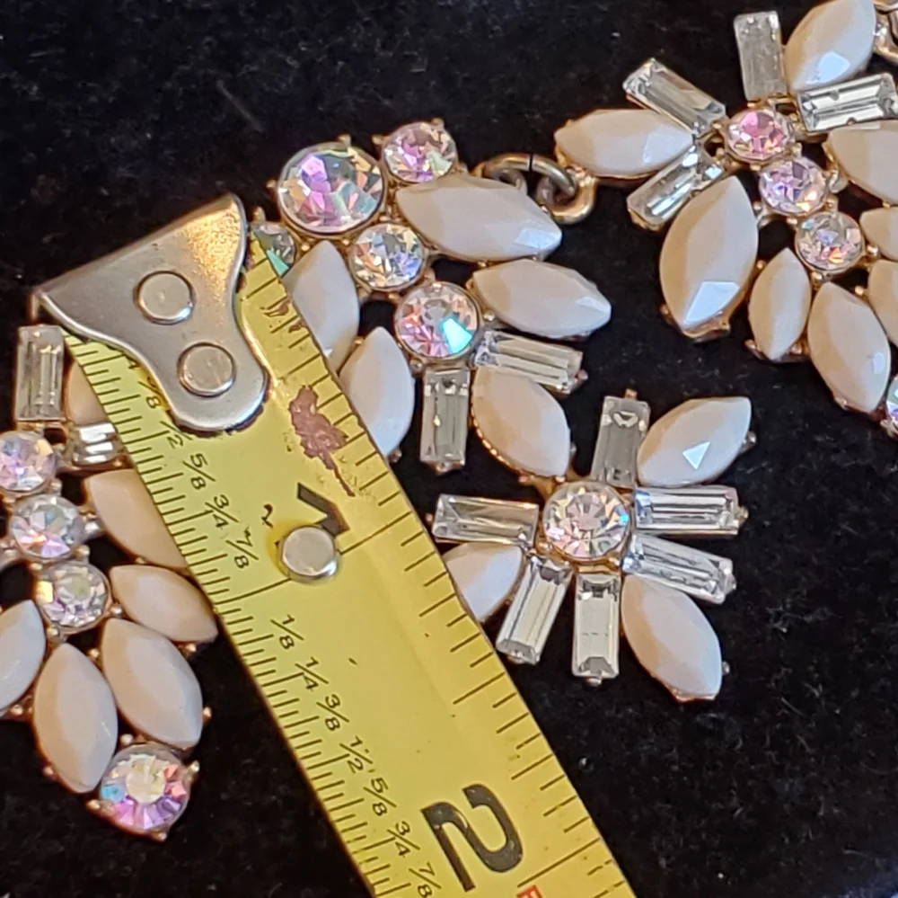 J. Crew brasstone statement necklace with cream marquis stones and ab stones